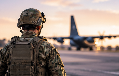 Australian Defence Force member near an aircraft