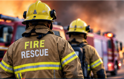 Fire and rescue personnel responding to an emergency