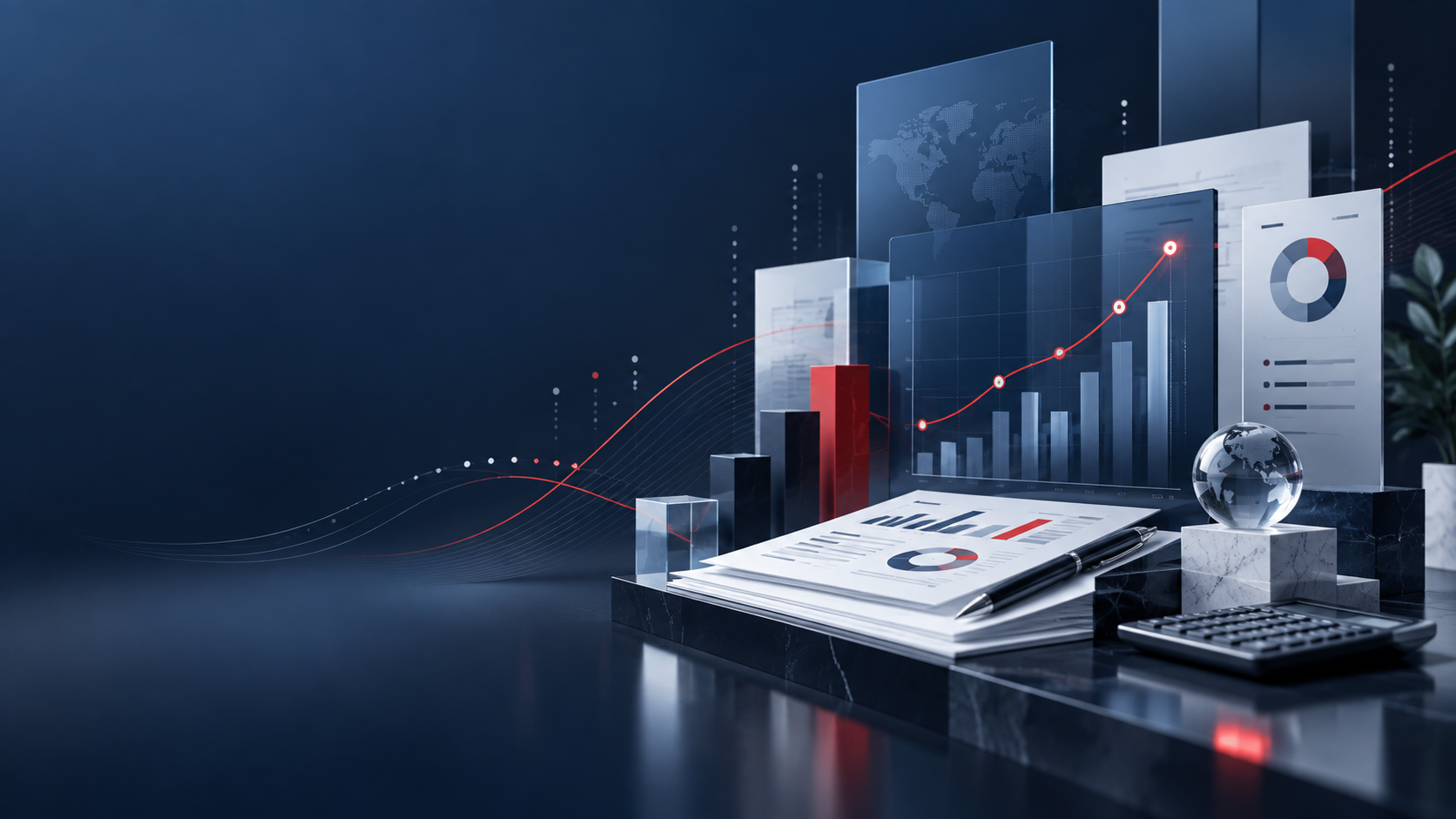 Financial reports and charts representing business analysis